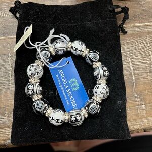 Angela Moore black and white Swarovski bracelet never used